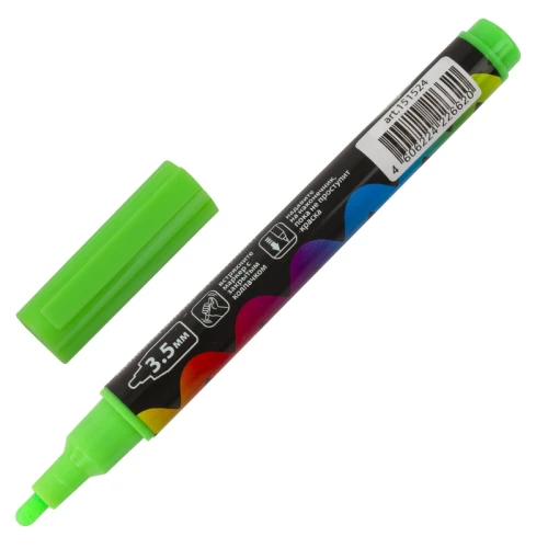 Маркер меловой BRAUBERG "POP-ART" сухостираемый, 3.5 мм, зеленый