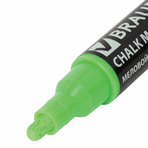 Маркер меловой BRAUBERG "POP-ART" сухостираемый, 5 мм, зеленый