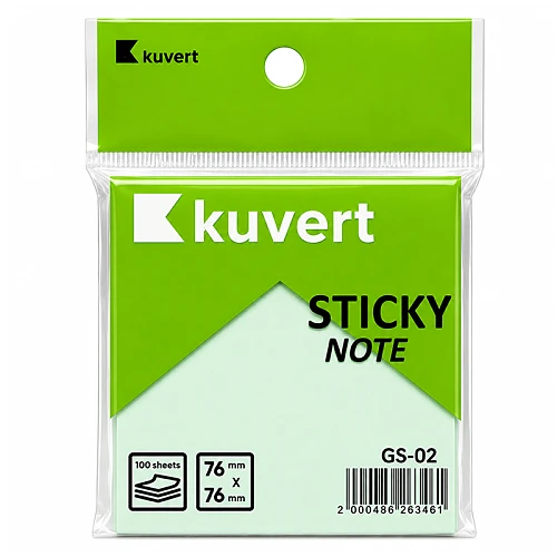 Блок самоклеящийся KUVERT "Sticky" 76*76 мм, зеленый, 100 листов