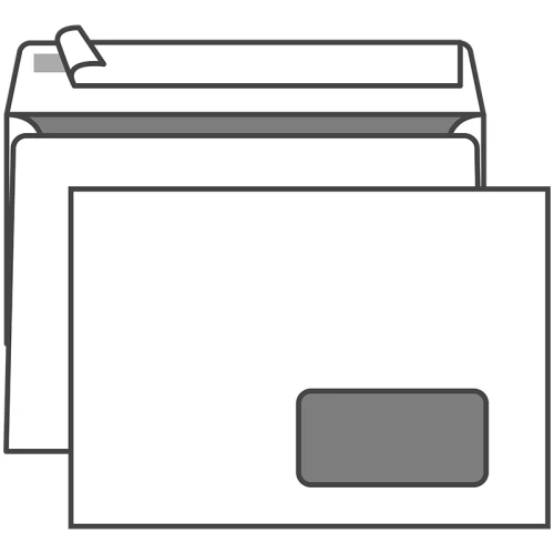 Конверт Курт С5, 162*229 мм, правое окно, внутренняя запечатка, отрывная лента