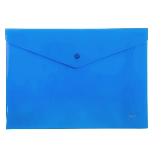 Папка-конверт на кнопке Hatber А4, 180 мкм, синяя