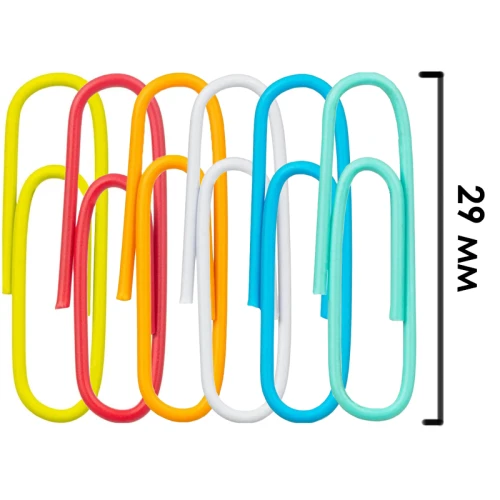 Скрепки канцелярские DELI 29 мм, цветные, 100 шт. в пластиковой коробке