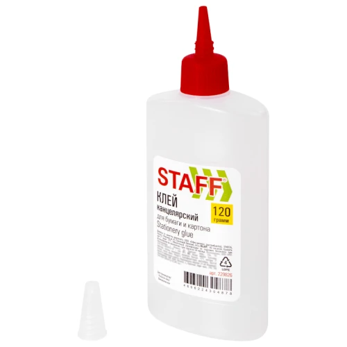 Клей канцелярский STAFF, с аппликатором, 120 гр