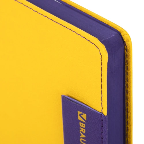 Ежедневник недатированный BRAUBERG "AIM" А5, кожзам, гибкий, 136 л., жёлтый