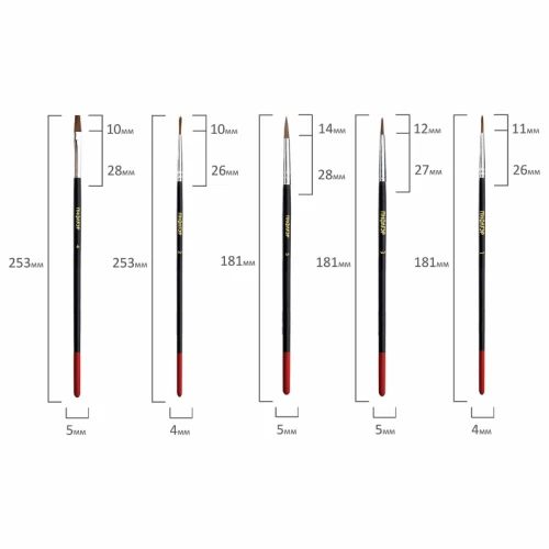 Набор кистей ПИФАГОР из ворса пони, синтетика, щетина, 15 шт.