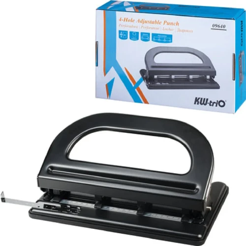 Дырокол на 4отверстия, 1-30л, металл, черный KW-trio