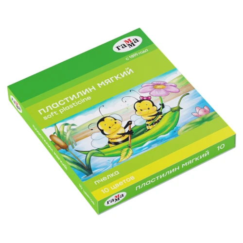 Пластилин Гамма "Пчелка" восковой, мягкий, 10 цветов, 150 гр, со стеком