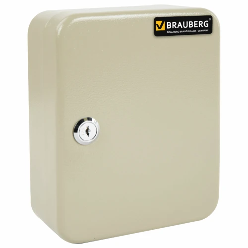 Ключница BRAUBERG на 20 ключей, 200*160*80 мм, ключевой замок, серый