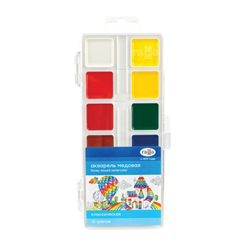 Краски акварельные Гамма "Классическая" медовые, 12 цветов
