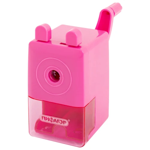 Точилка механическая ПИФАГОР 1 отверстие, корпус розовый
