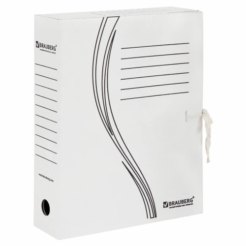 Папка архивная BRAUBERG А4, с завязками, 75 мм, белый, до 700 листов