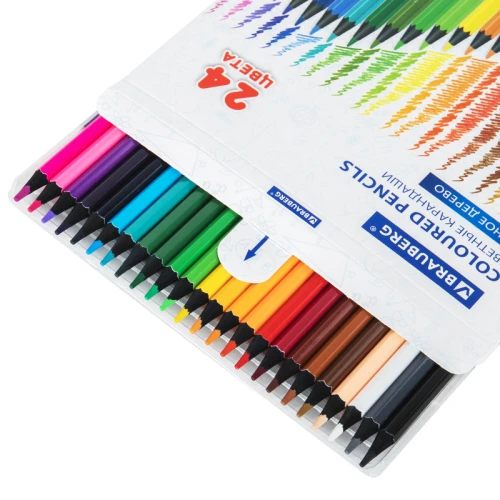 Карандаши цветные BRAUBERG черное дерево, 24 цвета