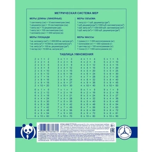 Тетрадь школьная Hatber "Панда" А5, в клетку, 12 листов