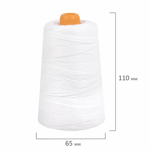 Нить для прошивки документов BRAUBERG диаметр 2 мм, лавсан, 250 м, белая