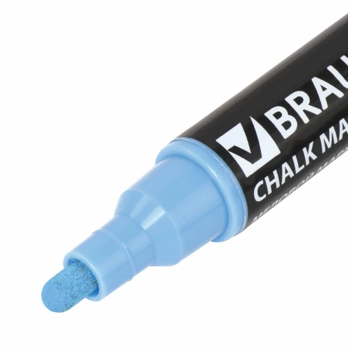 Маркер меловой BRAUBERG "POP-ART" сухостираемый, 5 мм, голубой