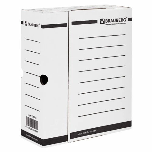 Папка архивная BRAUBERG А4, с клапаном, 100 мм, белый, до 900 листов