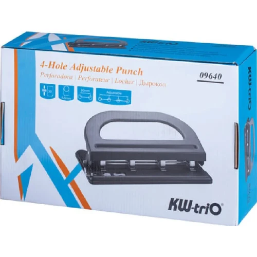 Дырокол на 4отверстия, 1-30л, металл, черный KW-trio