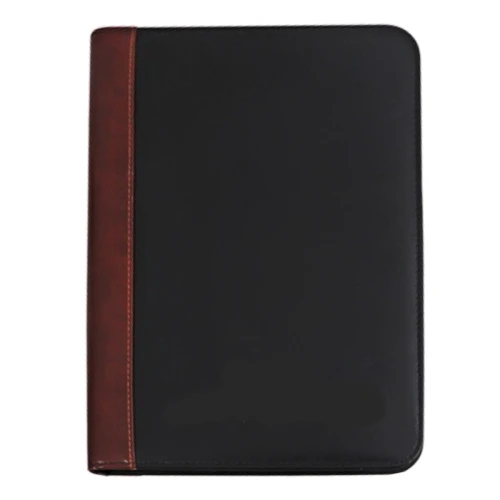 Папка для конференций FOSKA А4, на молнии, калькулятор, блокнот, кожзам, черная