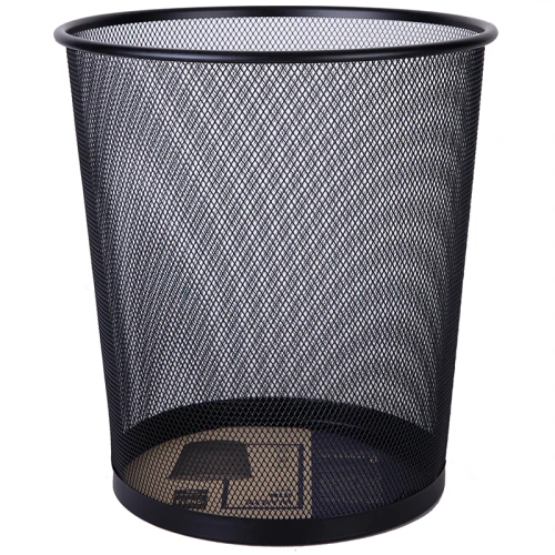 Корзина для бумаг DELI 14 литров, металл, сетчатая, черная