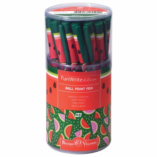 Ручка шариковая BRUNO VISCONTI "FunWrite. Арбузы" 0.5 мм, корпус ассорти, синяя
