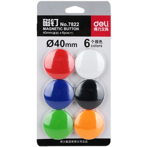 Магнит для досок DELI 40 мм, 6 шт, ассорти