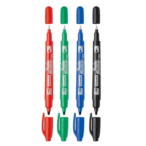 Набор перманентных маркеров LUXOR "TWIN 150" двусторонний, 0.7-1 мм, ассорти, 12 шт.