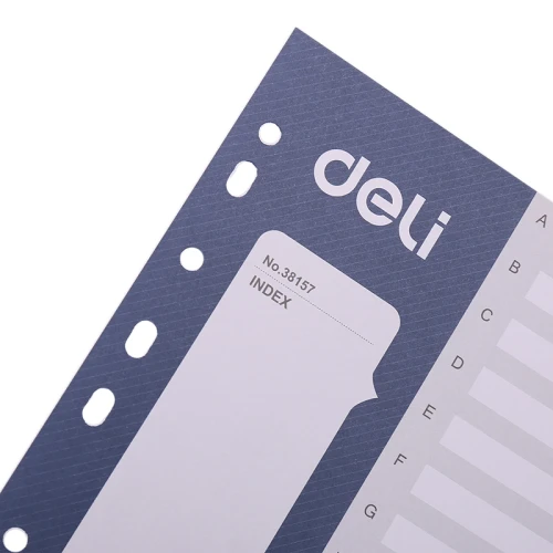 Разделитель листов DELI А4, A-Z, пластик, 20 листов, серый