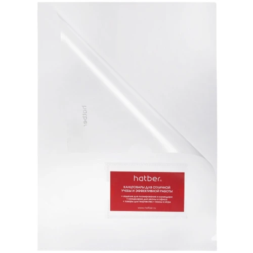Папка-уголок Hatber А4, пластик, 180 мкм, с карманом, прозрачная