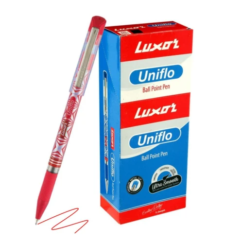 Ручка гелевая LUXOR "Uniflo Gel" 0.7 мм, красный корпус, красная