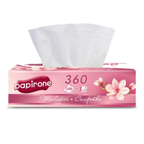 Салфетки бумажные Papirone "Магнолия" 3-слойные, 15,5*20 см, белые, 120 листов
