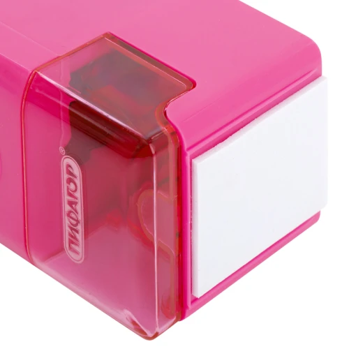 Точилка механическая ПИФАГОР 1 отверстие, корпус розовый