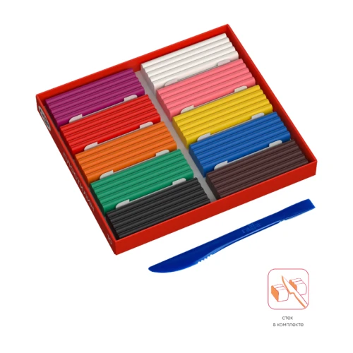 Пластилин Гамма "Мультики" 10 цветов, 200 гр, со стеком