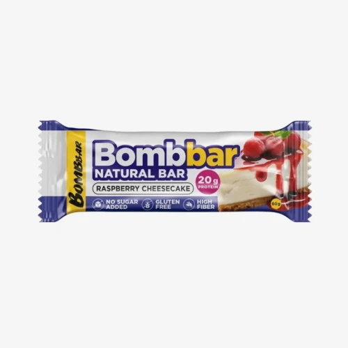 Батончик неглазированный "Bombbar" малиновый чизкейк 60 гр