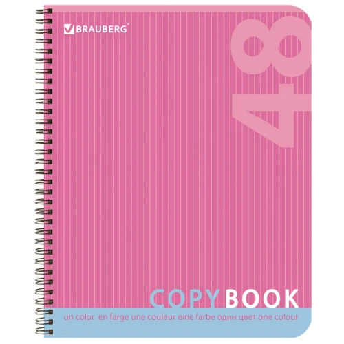 Тетрадь BRAUBERG "Однотонная" А5, на гребне, в клетку, 48 листов, ассорти
