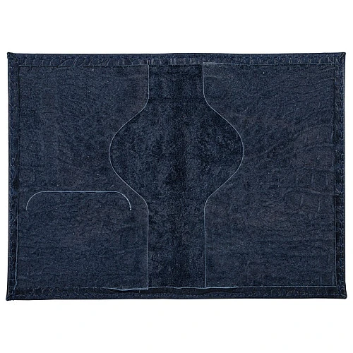 Обложка для паспорта натуральная кожа кайман, passport, темно-синяя, BRAUBERG, 237196