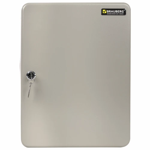 Ключница BRAUBERG на 140 ключей, 370*80*280 мм, ключевой замок, серый