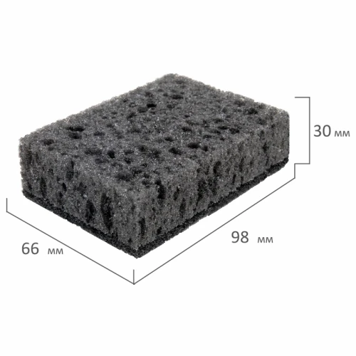 Губки для посуды LAIMA SQUARE BLACK крупнопористый, черные, 10 шт