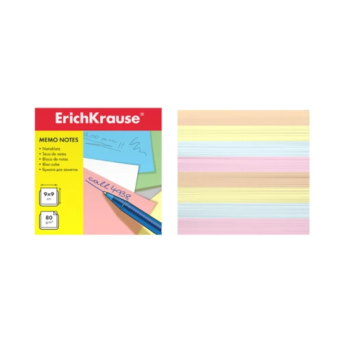 Бумага настольная ErichKrause®, 90x90x90 мм., 4 цвета