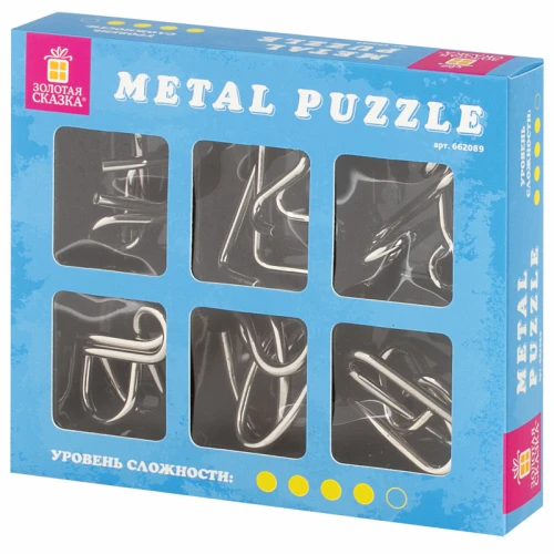 Головоломки металлические ЗОЛОТАЯ СКАЗКА уровень сложности "Эксперт" 6 шт.