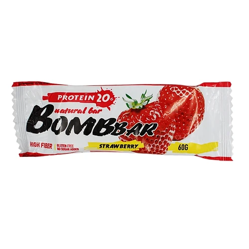 Батончик неглазированный "Bombbar" клубника 60 гр
