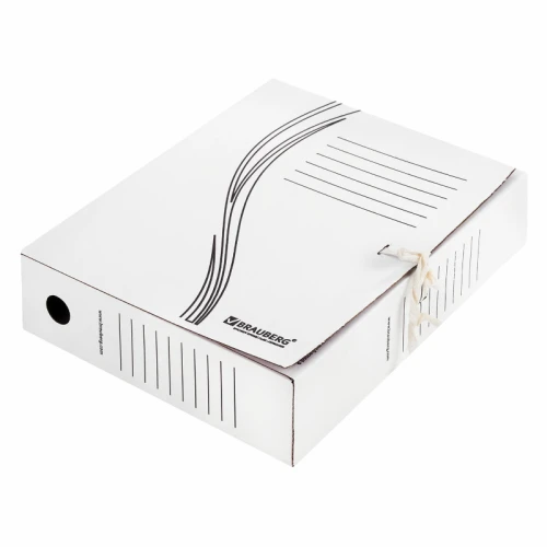 Папка архивная BRAUBERG А4, с завязками, 75 мм, белый, до 700 листов