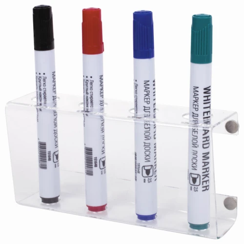 Держатель магнитный для 4 маркеров для доски BRAUBERG, 85*160 мм, прозрачный