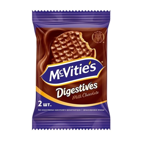 Печенье McVitie`s "Digestive" из цельнозерновых злаков покрытое молочным шоколадом 33 гр
