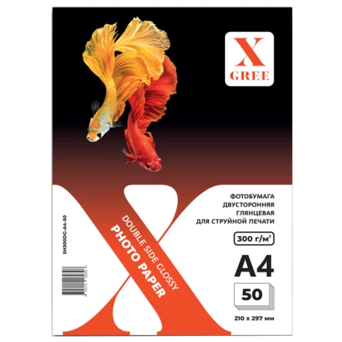 Фотобумага X-Gree А4, 300 г/м2, глянцевая, двусторонняя, 50 листов