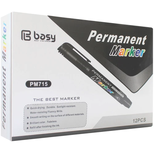 Маркер перманентный BASY "FL-6011" пулевидный, 1-3 мм, черный