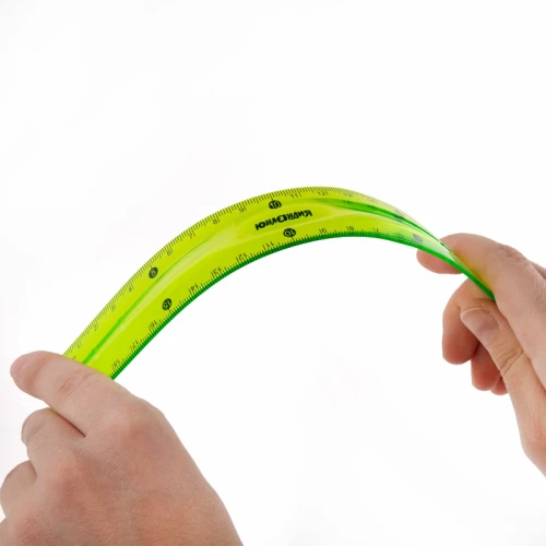 Линейка ЮНЛАНДИЯ "FLEX" 20 см, пластик, гибкий, тонированная, зеленая