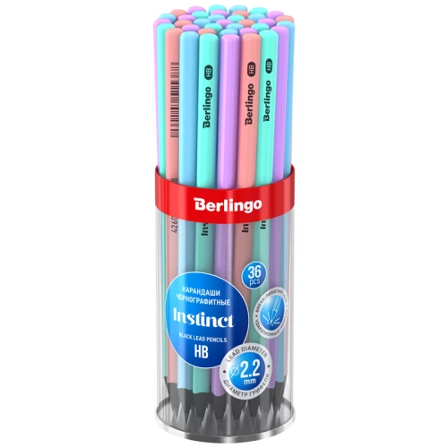 Карандаш чернографитный Berlingo "Instinct" HB, черное дерево, трехгранный, ассорти