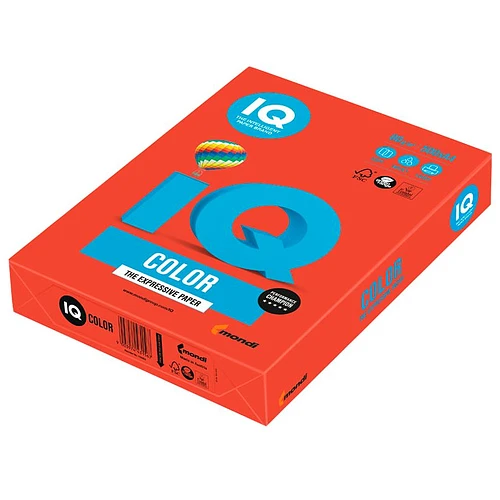 Бумага цветная IQ "Color intensive" А4, 80 г/м2, 500 листов, кораллово-красная