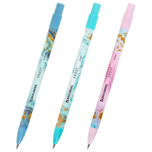 Карандаш механический BRAUBERG "FROST" 2 мм, цанговый, HB, встроенная точилка, ассорти