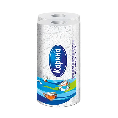 Полотенца бумажные в рулонах Карина 2-слойные, 12 м, белые, 2 шт.